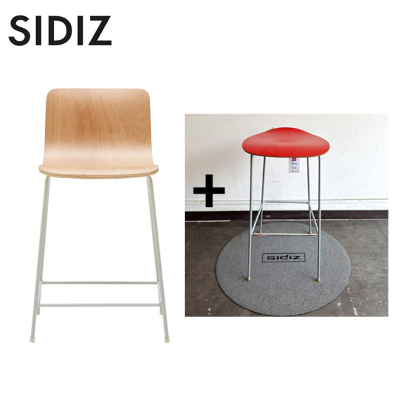 [전시품특가]시디즈 M171EZ 바스툴 550 우드쉘 화이트(White)다리 + 퍼시스 CH0016 바스툴 의자